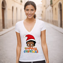 Load image into Gallery viewer, Betty Boop Vneck Shirt, Merry Christmas Vneck Shirt, Betty Boop Christmas Shirt, Christmas Gift, Betty Boop Lover Gift, Cute Christmas Vneck