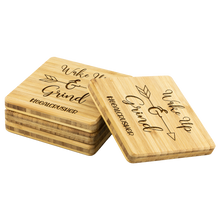 Load image into Gallery viewer, Wake Up and Grind Bamboo Coasters