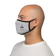 Load image into Gallery viewer, Fitted Polyester Face Mask Smaller Logo only with Grey Background