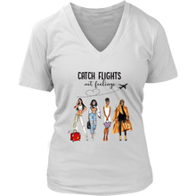 Load image into Gallery viewer, Catching Flights Not Feelings | Travel T-Shirt | Travel the World | Gifts for Her | Girls Trip