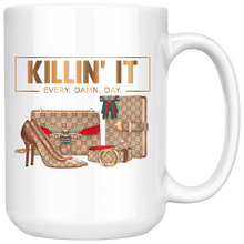 Load image into Gallery viewer, Killing It | 15 oz Mug | Coffee Mug | Gifts for Her | Hot or Tea Beverage | Gold Motivation
