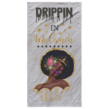 Load image into Gallery viewer, Drippin In Melanin Afro Girl Beach Towel | Salt Life | Summertime | Travel Gifts | Gifts for Her
