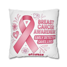 Load image into Gallery viewer, Breast Cancer Awareness Pillowcase, Cancer Survivor Gift, Christmas Throw Pillow Cover, Cancer Ribbon Design, Cancer Support Pillow Case
