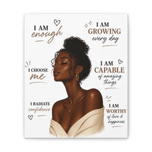 Load image into Gallery viewer, Aesthetic Black Girl Wall Art Decor, Positive Affirmation Home Decor, I Am Enough Black Woman Portrait Motivational Wall Art Birthday Gift
