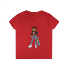 Load image into Gallery viewer, Betty Boop V-Neck T-Shirt, Street Style Womens Shirt, Christmas Gift For Her, Streetwear Clothing, Betty Boop Design Christmas Shirt,
