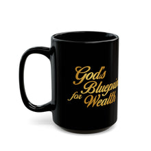 Load image into Gallery viewer, God's Blueprint for Wealth Mug | Black Ceramic Scripture Proverb Bible Verse Coffee Mug, Christian Religious Print Coffee Cup Christmas Gift
