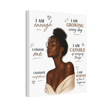 Load image into Gallery viewer, Aesthetic Black Girl Wall Art Decor, Positive Affirmation Home Decor, I Am Enough Black Woman Portrait Motivational Wall Art Birthday Gift
