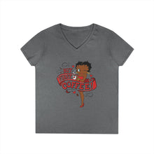 Load image into Gallery viewer, But First Coffee Shirt, Betty Boop Shirt, Coffee Lover Shirt, Betty Boop Design Womens Vneck, Cute Christmas Shirt Gift For Holiday Season
