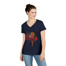Load image into Gallery viewer, But First Coffee Shirt, Betty Boop Shirt, Coffee Lover Shirt, Betty Boop Design Womens Vneck, Cute Christmas Shirt Gift For Holiday Season

