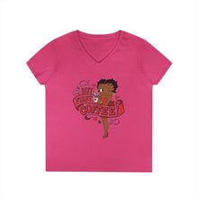 Load image into Gallery viewer, But First Coffee Shirt, Betty Boop Shirt, Coffee Lover Shirt, Betty Boop Design Womens Vneck, Cute Christmas Shirt Gift For Holiday Season
