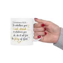 Load image into Gallery viewer, Bible Verse Scripture Quote Mug | 1 Corinthians Encouragement Ceramic Mug
