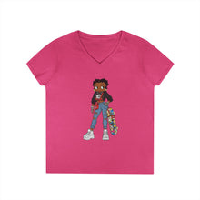 Load image into Gallery viewer, Betty Boop V-Neck T-Shirt, Street Style Womens Shirt, Christmas Gift For Her, Streetwear Clothing, Betty Boop Design Christmas Shirt,
