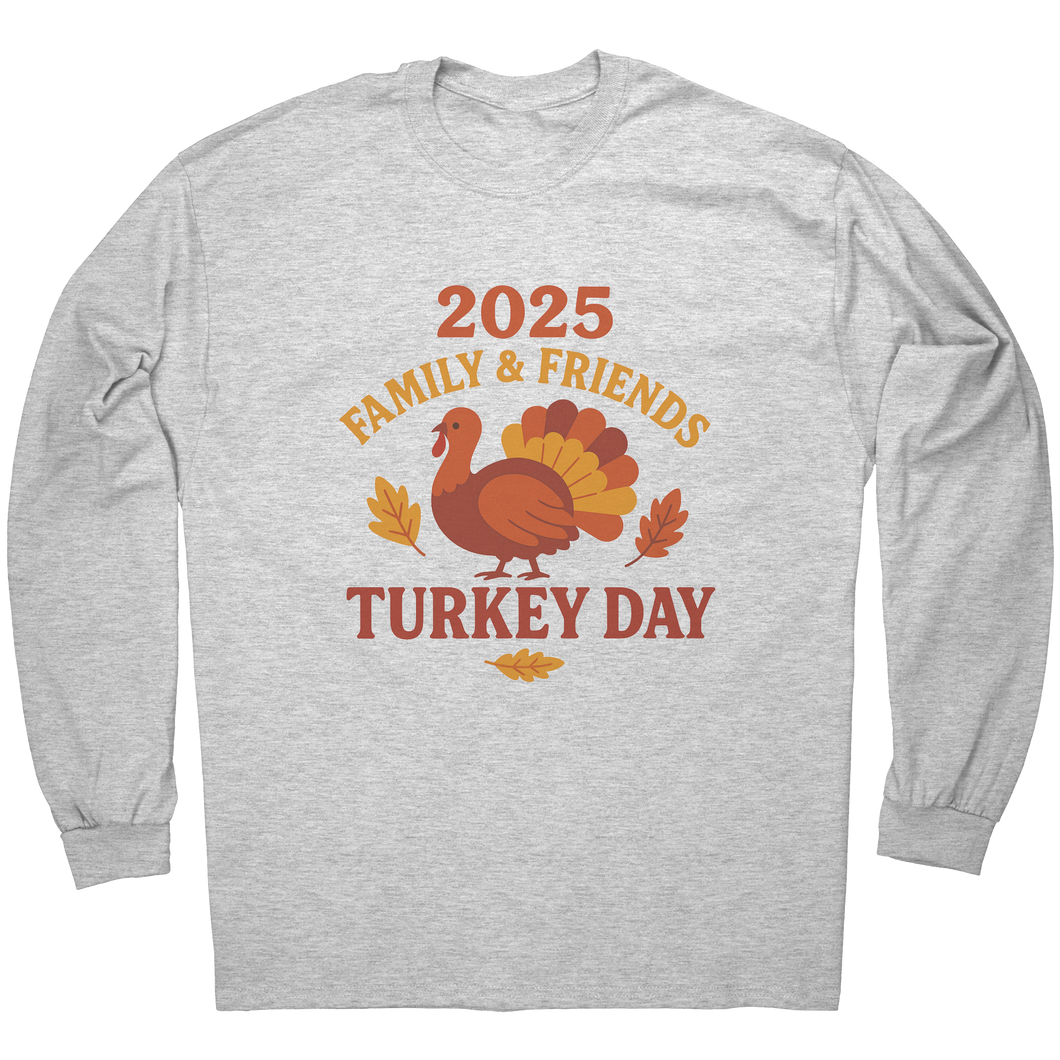 2025_Family_and_Friends_Turkey_Day_Shirt_Gildan_Long_Sleeve_Front_Mockup.png