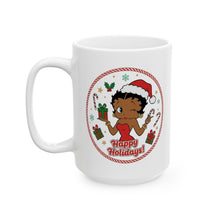 Load image into Gallery viewer, Betty Boop Design Mug, Cute Holiday Mug, Coffee Lover Gift, Christmas Mug, Christmas Gift, Kitchenware Gift, Cartoon Print Mug, Ceramic Mug
