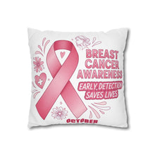 Load image into Gallery viewer, Breast Cancer Awareness Pillowcase, Cancer Survivor Gift, Christmas Throw Pillow Cover, Cancer Ribbon Design, Cancer Support Pillow Case

