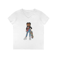 Load image into Gallery viewer, Betty Boop V-Neck T-Shirt, Street Style Womens Shirt, Christmas Gift For Her, Streetwear Clothing, Betty Boop Design Christmas Shirt,
