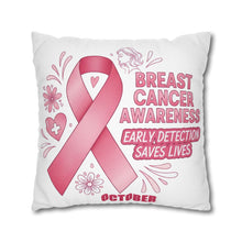 Load image into Gallery viewer, Breast Cancer Awareness Pillowcase, Cancer Survivor Gift, Christmas Throw Pillow Cover, Cancer Ribbon Design, Cancer Support Pillow Case
