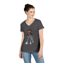 Load image into Gallery viewer, Betty Boop V-Neck T-Shirt, Street Style Womens Shirt, Christmas Gift For Her, Streetwear Clothing, Betty Boop Design Christmas Shirt,

