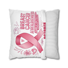 Load image into Gallery viewer, Breast Cancer Awareness Pillowcase, Cancer Survivor Gift, Christmas Throw Pillow Cover, Cancer Ribbon Design, Cancer Support Pillow Case
