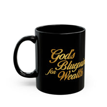 Load image into Gallery viewer, God's Blueprint for Wealth Mug | Black Ceramic Scripture Proverb Bible Verse Coffee Mug, Christian Religious Print Coffee Cup Christmas Gift
