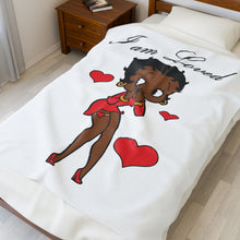 Load image into Gallery viewer, Velveteen Plush Blanket - I Am Loved Betty Boop Design, Custom Picture Blanket, Baby Blanket Gift, Gift for Betty Boop Fans, Personalized
