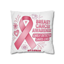 Load image into Gallery viewer, Breast Cancer Awareness Pillowcase, Cancer Survivor Gift, Christmas Throw Pillow Cover, Cancer Ribbon Design, Cancer Support Pillow Case
