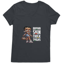 Load image into Gallery viewer, Betty Boop - Brown Skin Thick Thighs V-Neck T-Shirt
