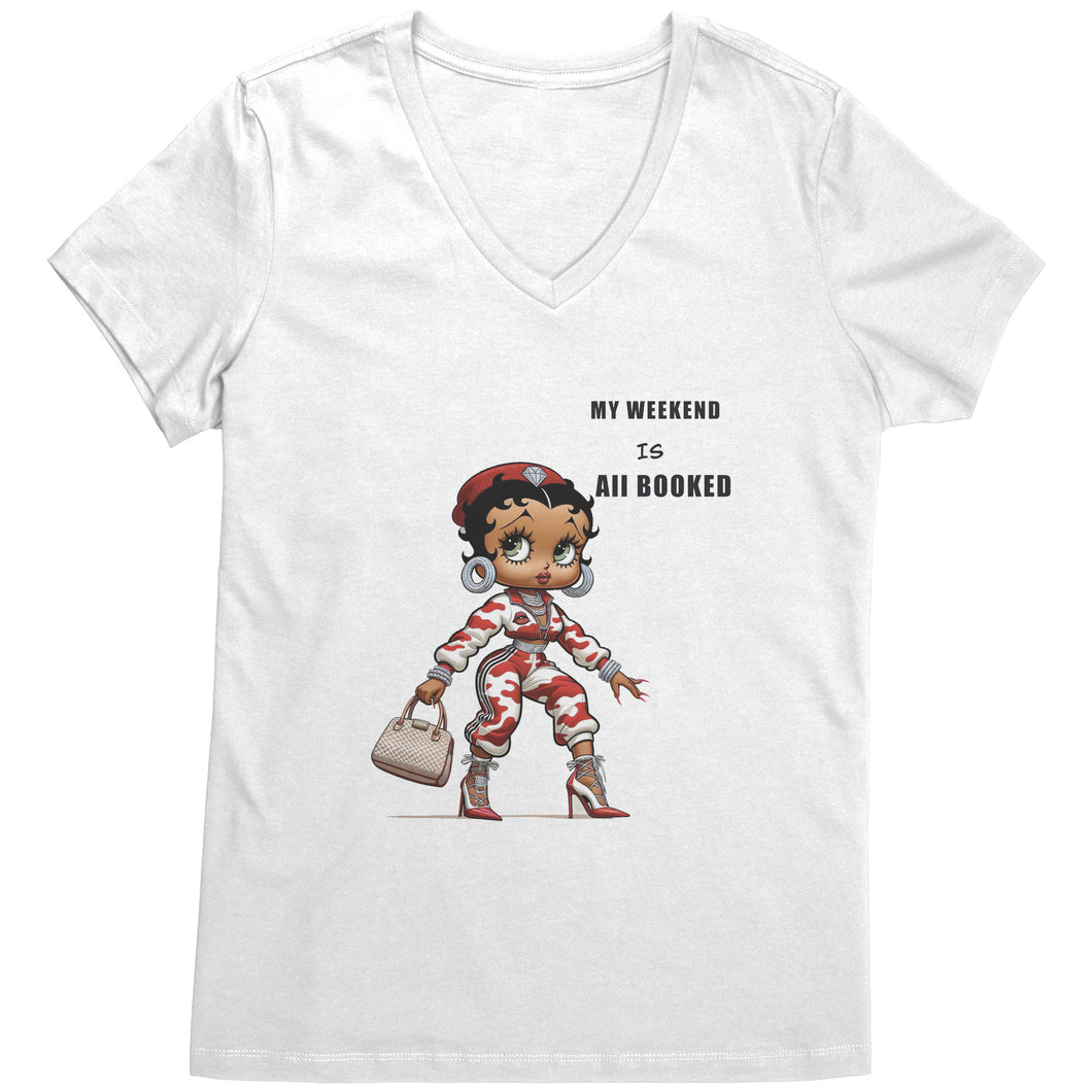 Betty Boop - My Weekend Is All Booked V-Neck T-Shirt