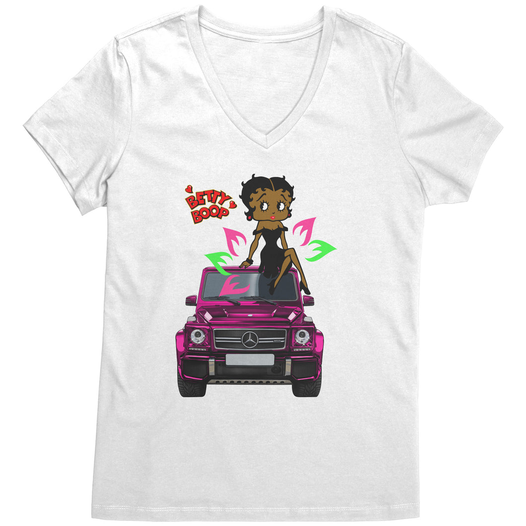 Betty Boop - Pink Mercedes - V-Neck T-Shirt