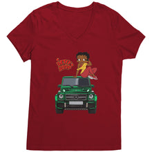Load image into Gallery viewer, Betty Boop Green Mercedes V-Neck T-Shirt

