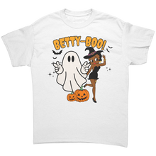 Load image into Gallery viewer, Betty_Boop_Halloween_T-Shirt_Cute_Pumpk_White_Front_Mockup.png
