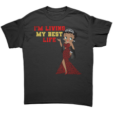 Load image into Gallery viewer, Betty_Boop_Im_Living_My_Best_Life_Shi_Black_Front_Mockup.png
