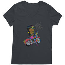 Load image into Gallery viewer, Betty Boop Motocycle | Betty Boop Black | Betty Boop Merchandise - District Womens V-Neck
