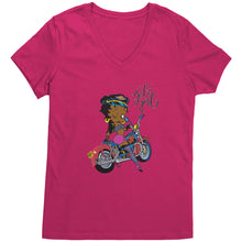 Load image into Gallery viewer, Betty Boop Motocycle | Betty Boop Black | Betty Boop Merchandise - District Womens V-Neck
