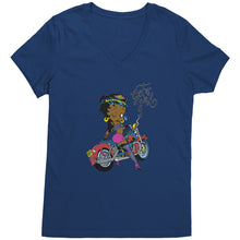 Load image into Gallery viewer, Betty Boop Motocycle | Betty Boop Black | Betty Boop Merchandise - District Womens V-Neck
