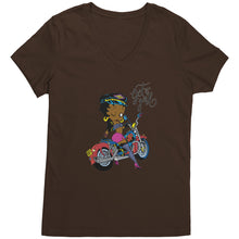 Load image into Gallery viewer, Betty Boop Motocycle | Betty Boop Black | Betty Boop Merchandise - District Womens V-Neck

