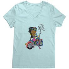 Load image into Gallery viewer, Betty Boop Motocycle | Betty Boop Black | Betty Boop Merchandise - District Womens V-Neck
