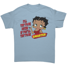 Load image into Gallery viewer, Betty_Boop_Shirt_Betty_Boop_Naughty_Shi_Light_Blue_Front_Mockup.png
