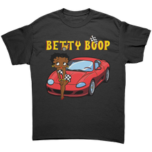 Load image into Gallery viewer, Betty_Boop_Shirt_Drag_Racing_Shirt_Car_Black_Front_Mockup.png
