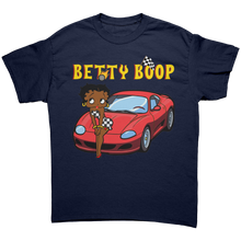 Load image into Gallery viewer, Betty_Boop_Shirt_Drag_Racing_Shirt_Car_Navy_Front_Mockup.png
