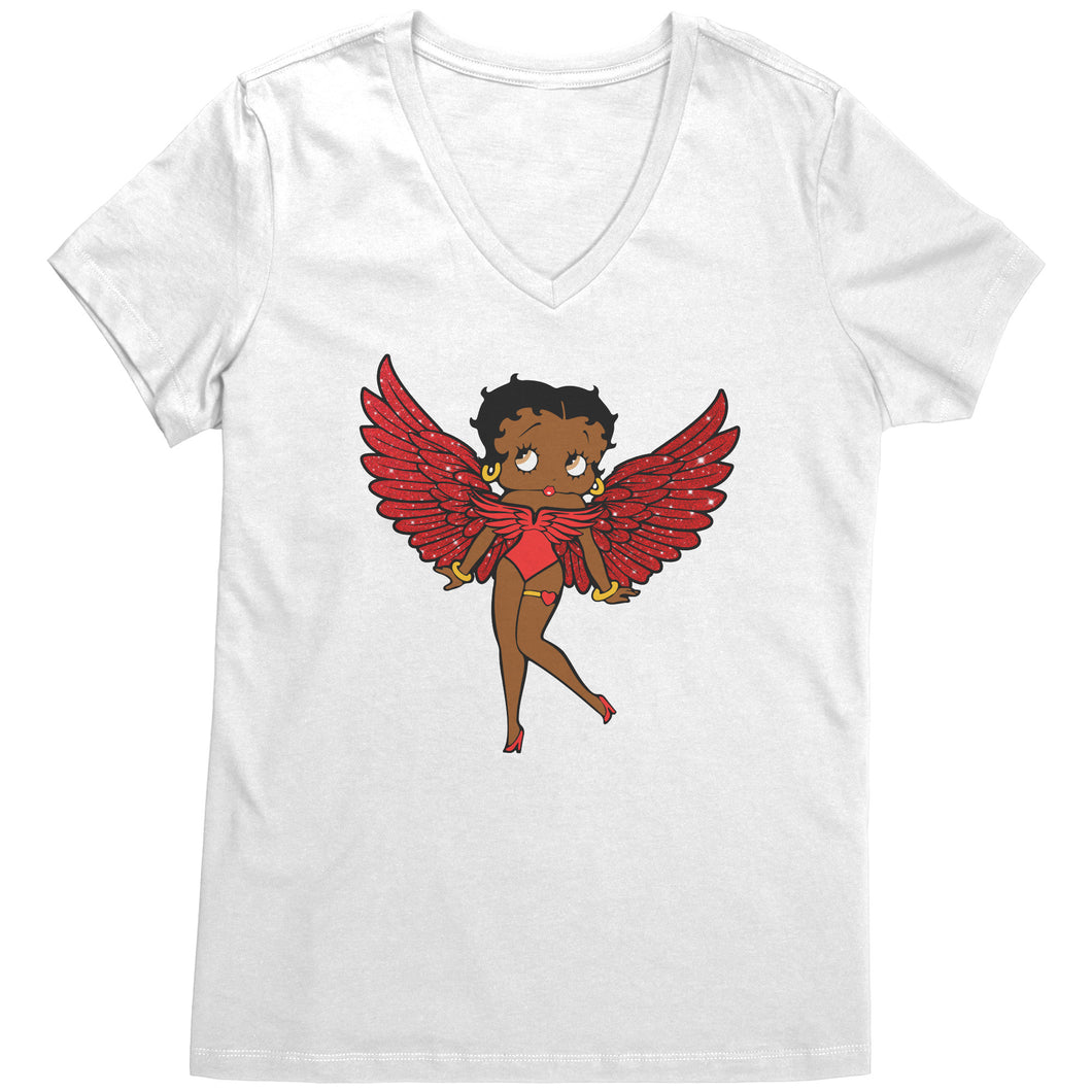 Betty Boop Shirt Gifts for Her, Betty Boop Vneck, Angel Wings Betty Boop T-Shirt, Betty Boop Gift, Christmas Shirt, Christmas Gift For Her