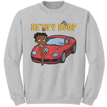 Load image into Gallery viewer, Betty_Boop_Sweatshirt_Drag_Racing_Shirt_Ash_Mockup.png
