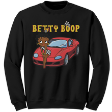 Load image into Gallery viewer, Betty_Boop_Sweatshirt_Drag_Racing_Shirt_Black_Mockup.png
