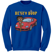 Load image into Gallery viewer, Betty_Boop_Sweatshirt_Drag_Racing_Shirt_Royal_Mockup.png
