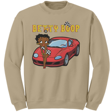 Load image into Gallery viewer, Betty_Boop_Sweatshirt_Drag_Racing_Shirt_Sand_Mockup.png
