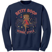Load image into Gallery viewer, Betty_Boop_Sweatshirt_Womens_Cotton_Mu_Navy_Mockup.png
