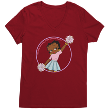 Load image into Gallery viewer, Betty_Boop_Vneck_Shirt_Easter_Shirt_Ch_Classic_Red_Mockup.png
