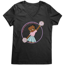 Load image into Gallery viewer, Betty_Boop_Vneck_Shirt_Easter_Shirt_Ch_Jet_Black_Mockup.png

