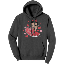 Load image into Gallery viewer, Betty_Boop_with_Heart_Hoodie_Valentines_Dark_Heather_Front_Mockup.png_15292921
