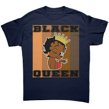 Load image into Gallery viewer, Black_Queen_Shirt_for_Women_Melanin_T-S_Navy_Front_Mockup.png
